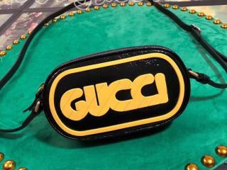 524312 0P5BX 8177 グッチ バッグ スーパーコピー GUCCI レディース ゲームショルダーバッグ ブラック＆イエローパッチ