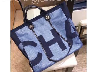 A57161 Y83399 K0763 シャネル バッグ コピー CHANEL 2018/19年 カーフスキン＆シルバーメタル ラージ ショッピング バッグ 2色可選択 ダークブルー＆ブルー