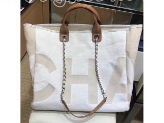 A57161 Y83399 C3470 シャネル バッグ スーパーコピー CHANEL 2018/19年 カーフスキン＆シルバーメタル ラージ ショッピング バッグ 2色可選択 ベージュ