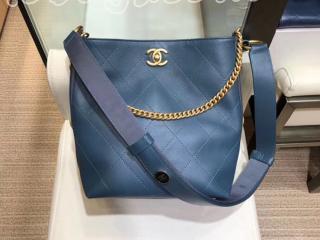 A57573 Y83828 blue シャネル バッグ コピー CHANEL ホーボー バッグ カーフスキン ＆ グログラン レディース ショルダーバッグ 5色可選択