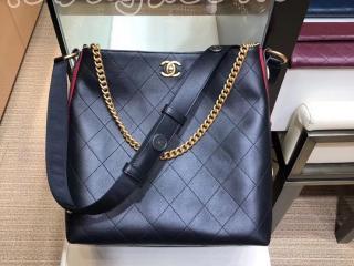 A57576 Y83828 black シャネル バッグ スーパーコピー CHANEL ホーボー バッグ カーフスキン ＆ グログラン レディース ショルダーバッグ 5色可選択