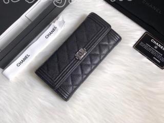 A80286 CH321 ボーイ シャネル 長財布 スーパーコピー BOY CHANEL グレインド ゴートスキン フラップ ウォレット レディース 二つ折り財布 ゴールド/シルバー金具 3色可選択