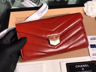 A81225 Y33278 0B798 シャネル 長財布 コピー CHANEL 2018/19年 フラップ ウォレット レディース 二折り財布 ゴールド金具 3色可選択 オレンジ