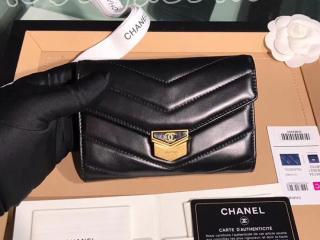 A81224 Y33278 94305 シャネル 長財布 コピー CHANEL 2018/19年 スモール フフラップ ウォレット レディース 三折り財布 ゴールド金具 3色可選択 ブラック