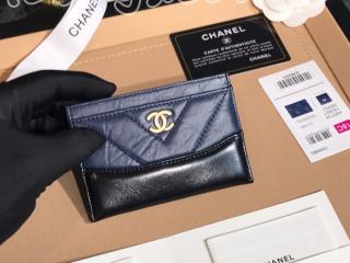 A84386 Y83824 C0202 シャネル カードケース コピー CHANEL 2018/19年 クルーズ コレクション エイジド カーフスキン & スムーズ カーフスキン カードケース 6色可選択 ネイビーブルー＆ブラック