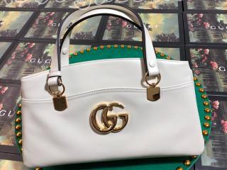 550130 0V10G 9022 グッチ アリー バッグ スーパーコピー GUCCI 〔Arli〕ラージトップハンドルバッグ レディース ハンドバッグ 4色可選択 ホワイト レザー