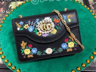 【499617 CWGAX black】 GUCCI グッチ バッグ スーパーコピー エンブロイダリー スモール レディース ショルダーバッグ 5色選択可 ブラック