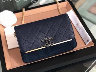 A70641 Y33357 シャネル 長財布 スーパーコピー CHANEL 2018/19年 グレインド カーフスキン & スウェード カーフスキン チェーンウォレット レディース 二折り財布 2色可選択