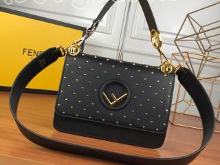 8BT284A5P5F0KUR フェンディ バッグ スーパーコピー FENDI S級品 キャナイ エフ レディース ショルダーバッグ ブラック レザー