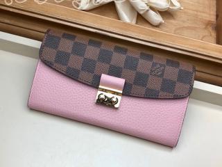 N60215 ルイヴィトン ダミエ･エベヌ 長財布 スーパーコピー 「LOUIS VUITTON」 ポルトフォイユ･クロワゼット レディース 二つ折り財布 2色可選択 マグノリア