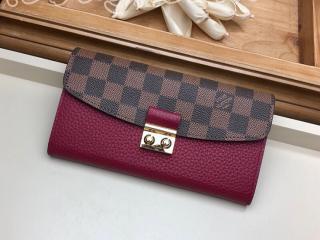 N60207 ルイヴィトン ダミエ･エベヌ 長財布 コピー 「LOUIS VUITTON」 ポルトフォイユ･クロワゼット レディース 二つ折り財布 2色可選択 リ･ドヴァン