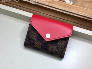 N60166 ルイヴィトン ダミエ・エベヌ 財布 スーパーコピー 「LOUIS VUITTON」 ポルトフォイユ・ゾエ ヴィトン レディース 三つ折り財布 2色可選択 コクリコ