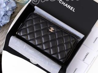 A50097 Y01295 C3906 シャネル 長財布 コピー CHANEL クラシック ジップ ウォレット ラウンドファスナー財布 ブラック ゴールド金具/シルバー金具