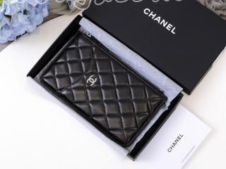 A84402 Y04059 C3906 シャネル 長財布 コピー CHANEL ラムスキン クラシック ポーチ レディース財布 ブラック シルバー金具