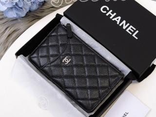 A84402 シャネル 長財布 スーパーコピー CHANEL グレインド カーフスキン クラシック ポーチ レディース財布 ブラック シルバー金具