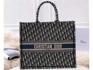 M1286ZRIW_M924 ディオール バッグ コピー DIOR 刺繍入りキャンバス “DIOR BOOK TOTE” レディース トートバッグ 3色可選択 ダークグリーン