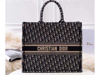 M1286ZRIW_M928 ディオール バッグ コピー DIOR 刺繍入りキャンバス “DIOR BOOK TOTE” レディース トートバッグ 3色可選択 ブルー