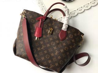 M44348 ルイヴィトン モノグラム バッグ スーパーコピー 「LOUIS VUITTON」 フラワー・ジップド トート MM ハンドバッグ レディース ショルダーバッグ 3色可選択 ボルドー