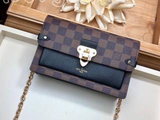 N60221 ルイヴィトン ダミエ･エベヌ 財布 スーパーコピー 「LOUIS VUITTON」 ポルトフォイユ・ヴァヴァン チェーン レディース 二つ折り財布 3色可選択 ブラック