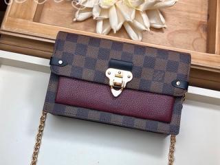 N60222 ルイヴィトン ダミエ･エベヌ 財布 コピー 「LOUIS VUITTON」 ポルトフォイユ・ヴァヴァン チェーン レディース 二つ折り財布 3色可選択 ブラウン