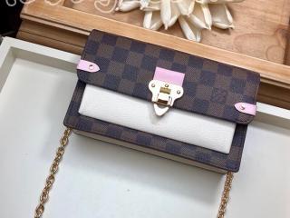 N60237 ルイヴィトン ダミエ･エベヌ 財布 スーパーコピー 「LOUIS VUITTON」 ポルトフォイユ・ヴァヴァン チェーン レディース 二つ折り財布 3色可選択 クレーム