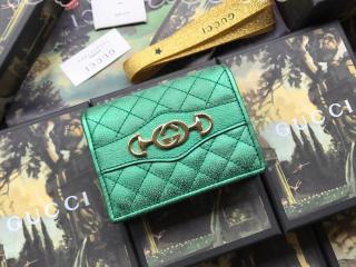 536353 0U1NC 3804 グッチ 財布 コピー GUCCI ラミネートレザー カードケース レディース 二つ折り財布 グリーン