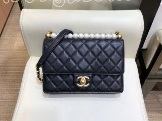 AS0585 B00374 94305 シャネル バッグ コピー CHANEL ラムスキン & コスチューム パール フラップ バッグ レディース ショルダーバッグ ブラック