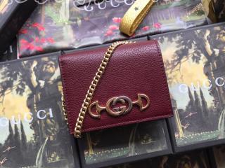 570660 1B90X 6629 グッチ 財布 コピー GUCCI 〔グッチ ズゥミ〕レザー カードケース(コイン＆紙幣入れ付き) レディース 二つ折り財布  4色可選択 バーガンディ