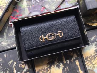 573612 1B90X 1000 グッチ 長財布 スーパーコピー GUCCI 〔グッチ ズゥミ〕オンライン限定 レザー コンチネンタルウォレット レディース 二つ折り財布 4色可選択 ブラック