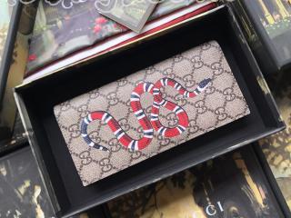 459456 K521N 8666 グッチ 長財布 コピー GUCCI Snake Symbol Long Wallet GGスプリーム メンズ 二つ折り財布