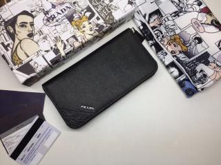 2ML317_2BOL_F0002 プラダ 長財布 コピー PRADA Saffiano 「サフィアーノ」レザー ドキュメントホルダー メンズ ラウンドファスナー財布 ブラック