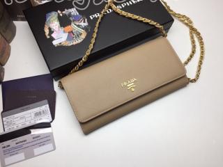 1M1290_F322 プラダ 長財布 スーパーコピー PRADA Saffiano 「サフィアーノ」レザー チェーンウォレット レディース 二つ折り財布 6色可選択