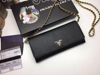 1M1290_F324 プラダ 長財布 スーパーコピー PRADA Saffiano 「サフィアーノ」レザー チェーンウォレット レディース 二つ折り財布 6色可選択