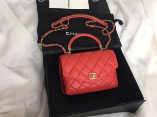 AS0625 B00382 N0896 シャネル バッグ コピー CHANEL 19SS カーフスキン スモール トップハンドル フラップ バッグ レディース ショルダーバッグ 3色可選択 レッド