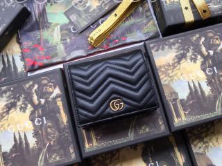 546580 DTD1T 1000 グッチ 財布 コピー GUCCI 〔GGマーモント〕レザー ウォレット レディース 二つ折り財布 3色可選択 ブラック