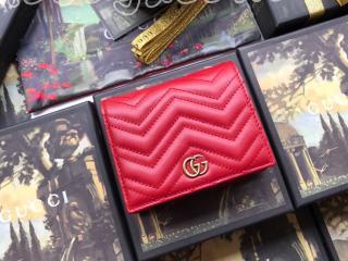 546580 DTD1T 6433 グッチ 財布 スーパーコピー GUCCI 〔GGマーモント〕レザー ウォレット レディース 二つ折り財布 3色可選択 レッド