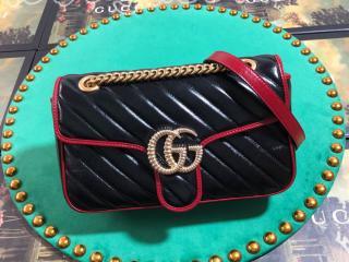 443497 0OLFX 8277 グッチ バッグ コピー GUCCI GG Marmont〔GGマーモント〕スモール レディース ショルダーバッグ ブラック レザー