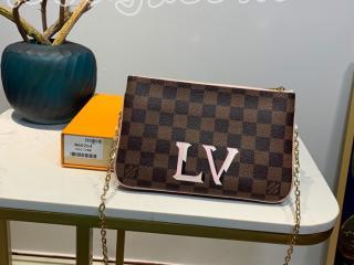 N60254 ルイヴィトン ダミエ・エベヌ 財布 スーパーコピー 「LOUIS VUITTON」 ポシェット・ドゥーブル ジップ レディース ラウンドファスナー財布