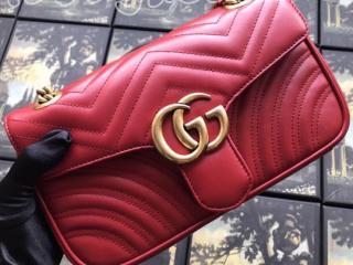 グッチ GGマーモント バッグ コピー GUCCI GG Marmont キルティングレザー チェーンショルダーバッグ 8色可選択 ハイビスカスレッド ‎443497 DTDID 6433