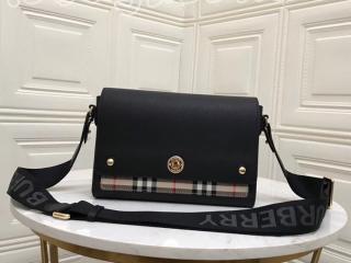 80211101 バーバリー バッグ コピー BURBERRY Note レザー＆ヴィンテージチェック ノート クロスボディバッグ レディース ショルダーバッグ ブラック