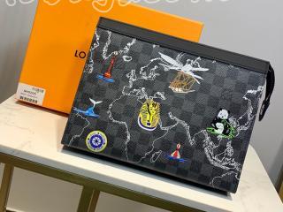 N40205 ルイヴィトン ダミエ・グラフィット バッグ コピー 「LOUIS VUITTON」 ポシェット・ヴォワヤージュ MM メンズ クラッチバッグ