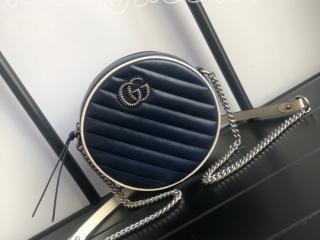 550154 0OLFN 4186 グッチ バッグ スーパーコピー GUCCI 〔GGマーモント〕ミニ ラウンド レディース ショルダーバッグ ブルー