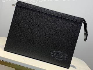 M30395 ルイヴィトン タイガ バッグ コピー 「LOUIS VUITTON」 ポシェット･ヴォワヤージュ MM メンズ クラッチバッグ 2色可選択 ノワール