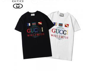 GUCCI メンズ用 女性用トップス　ロゴ入半袖Tシャツ　白い黒を選択可