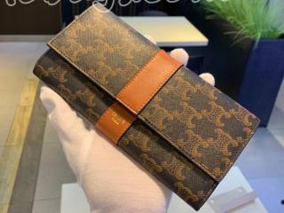 10D552BZ9.04LU セリーヌ 長財布 コピー CELINE S級 ラージ フラップウォレット / トリオンフキャンバス & ラムスキン 二つ折り財布