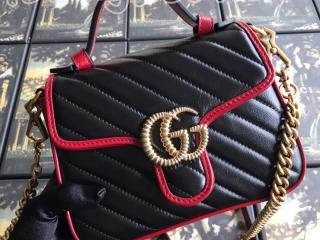 583571 0OLFX 8277 グッチ バッグ コピー GUCCI 〔GGマーモント〕ミニ トップハンドルバッグ レディース ショルダーバッグ 3色可選択 ブラック