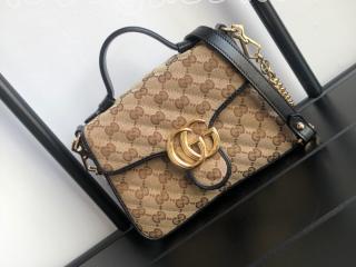 583571 HVKEG 9772 グッチ バッグ コピー GUCCI 〔GGマーモント〕ミニ トップハンドルバッグ レディース ショルダーバッグ 2色可選択 ブラック