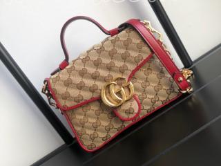 583571 HVKEG 8561 グッチ バッグ スーパーコピー GUCCI 〔GGマーモント〕ミニ トップハンドルバッグ レディース ショルダーバッグ 2色可選択 レッド