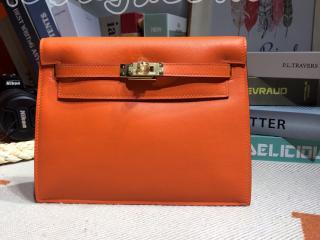 danse01 エルメス バッグ コピー HERMES Kelly Danse ケリーダンス swift レディース ショルダーバッグ バックパック 橙色 ゴールド/シルバー金具 可選