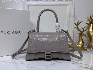 593546-21 バレンシアガ バッグ スーパーコピー BALENCIAGA N級 HOURGLASS TOP HANDLE スモール バッグ クロコダイル型押しシャイニーカーフスキン レディースバッグ 3色可選択